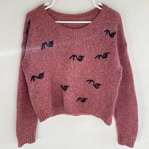 Pink knit “No” sweater - size S/M